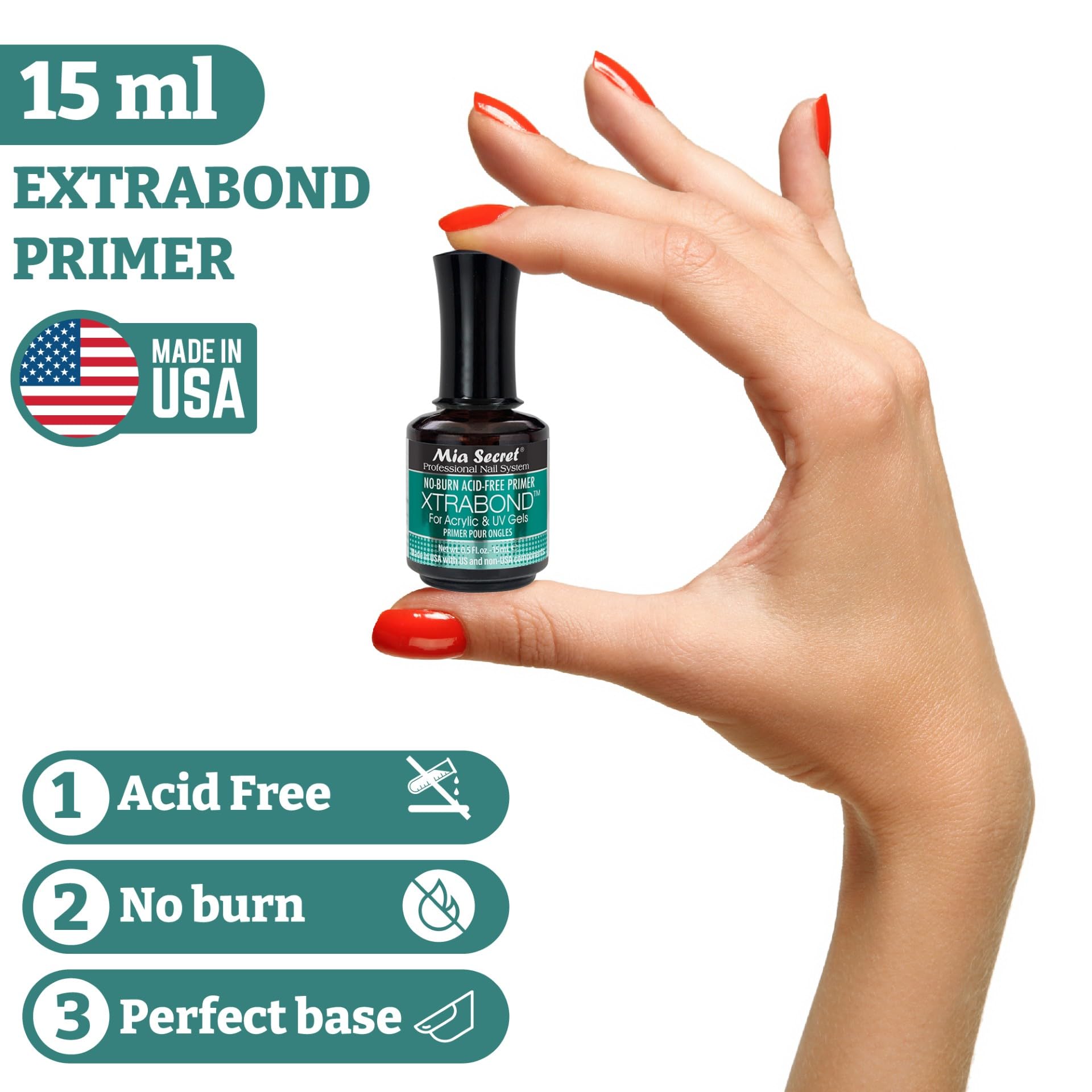 Mia Secret XTRABOND bottle label detailed emphasizes safe easy use