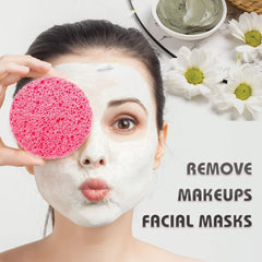 miaform facial cleansing closeup pink sponges promoting glowing clean skin
