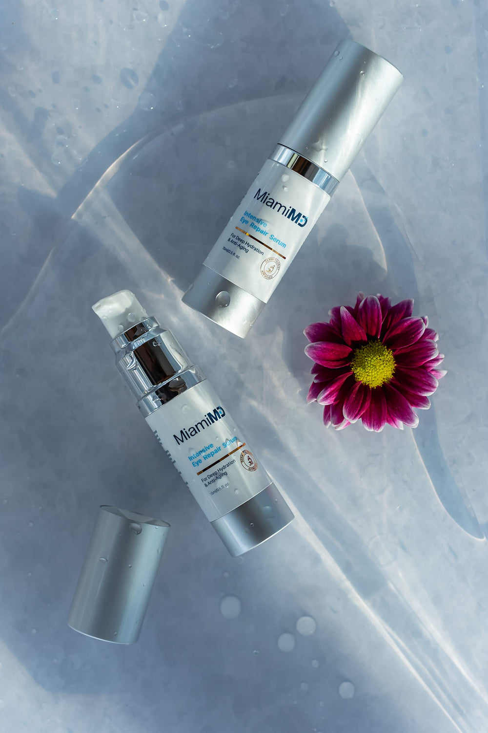 MiamiMD Eye Serum peptides infographic highlights Eyeliss and Matrixyl 3000 benefits