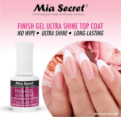 Mia Secret UV Finish Gel Top Coat application—thin layer yields durable, no-wipe finish.