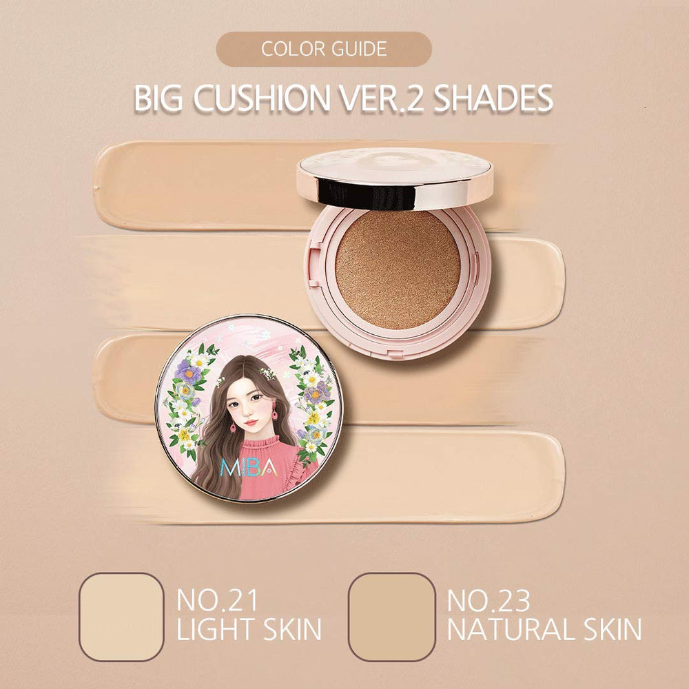 MIBA Ion Calcium Foundation coverage closeup emphasizes long-wearing, natural correction across pores and redness