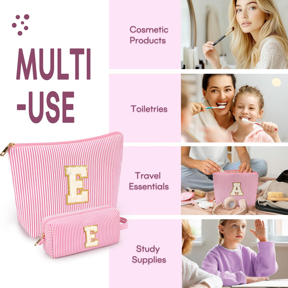 Mibasies initial makeup bag yellow, vibrant color helps identify your bag quickly.