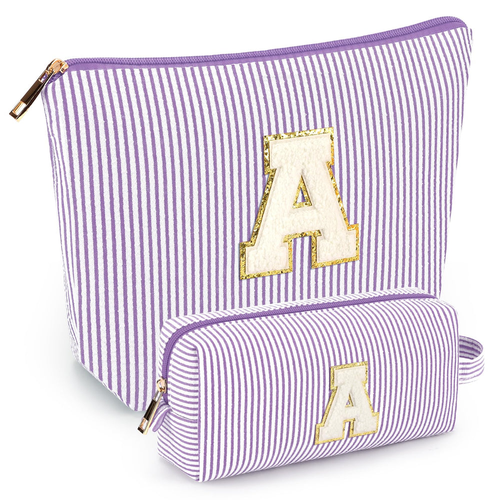 Mibasies two-piece initial makeup bags purple set ideal for travel organization