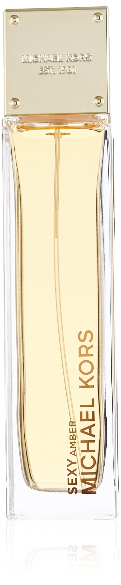 Michael Kors Sexy Amber bottle-front showcases warm, inviting fragrance for evening wear.