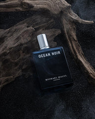 Ocean Noir bottle with tropical notes concept, suggesting bold yet subtle city evenings.