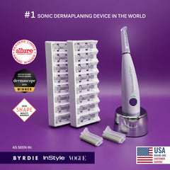 Sonicsmooth Pro Plus dermaplaning head for clean facial exfoliation and peach fuzz removal