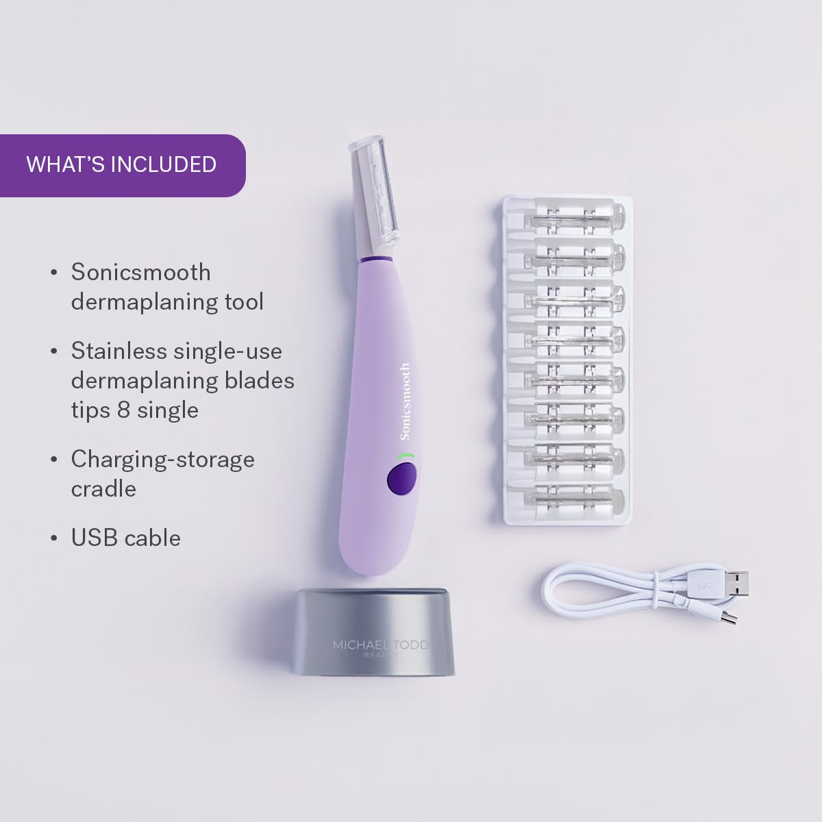 Michael Todd Sonicsmooth travel case close-up emphasizing TSA-friendly skincare on the go