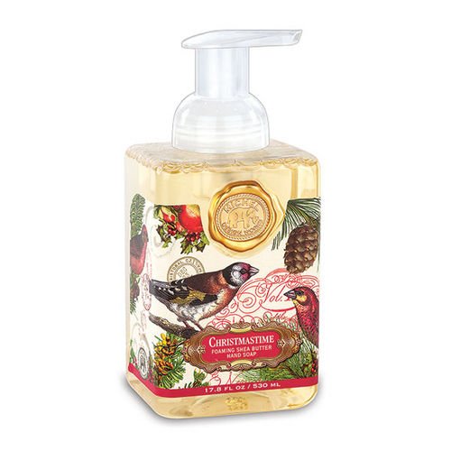 Michel Design Works Christmastime foaming hand soap bottle for gentle cleansing and winter moisturizing