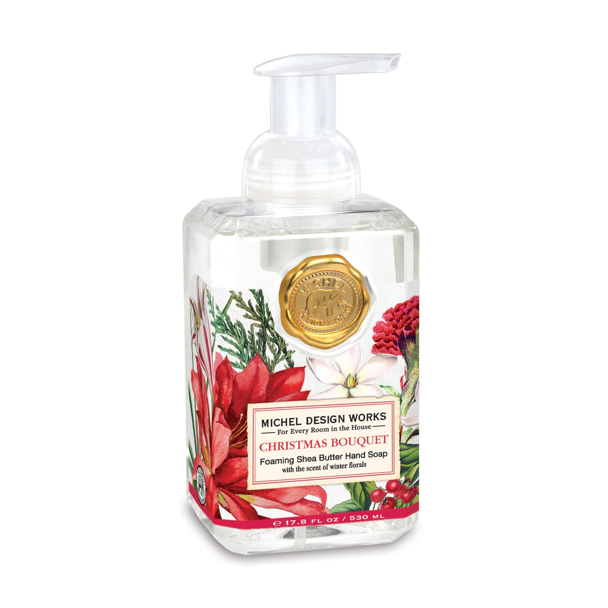 Michel Design Works foaming hand soap pump dispenser delivers silky lather for convenient hand cleansing.