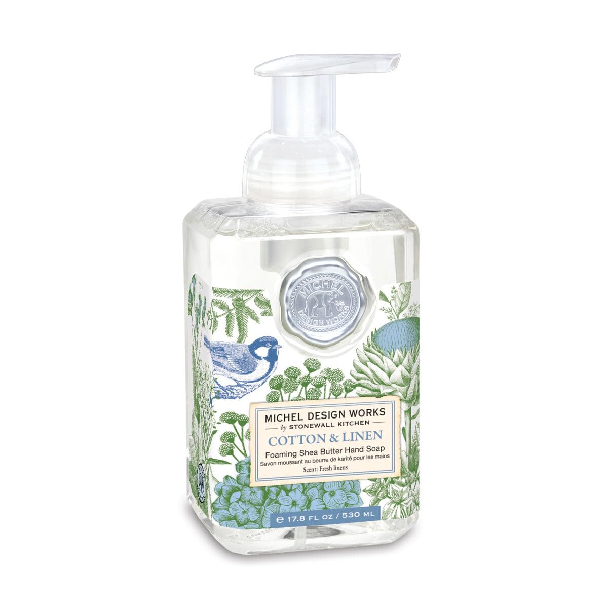 Michel Design Works foaming hand soap pump dispenses moisturizing foam for everyday hand care