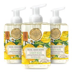 Michel Design Works Lemon Basil foaming hand soap 3-pack bottles for easy kitchen and bath refills