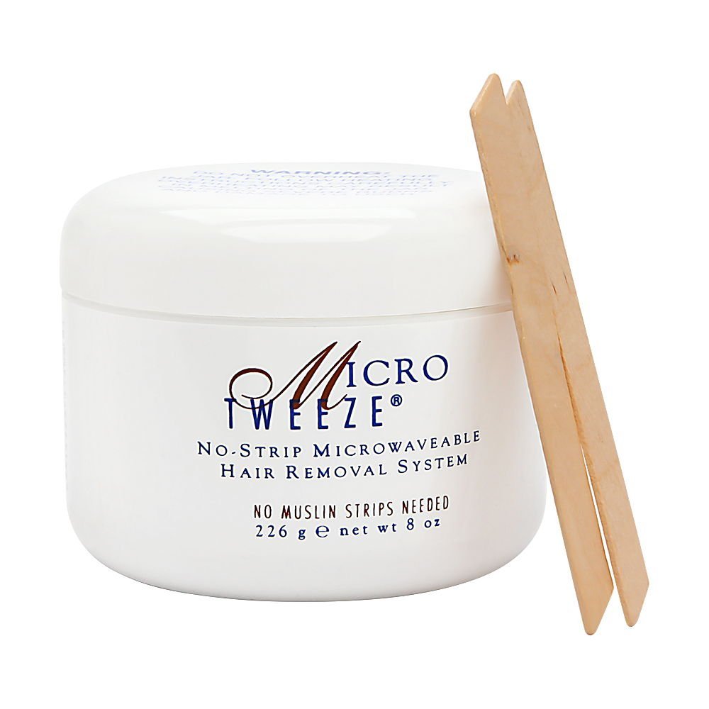 Micro Tweeze No-Strip Wax Kit illustrating microwave heating for at-home hair removal