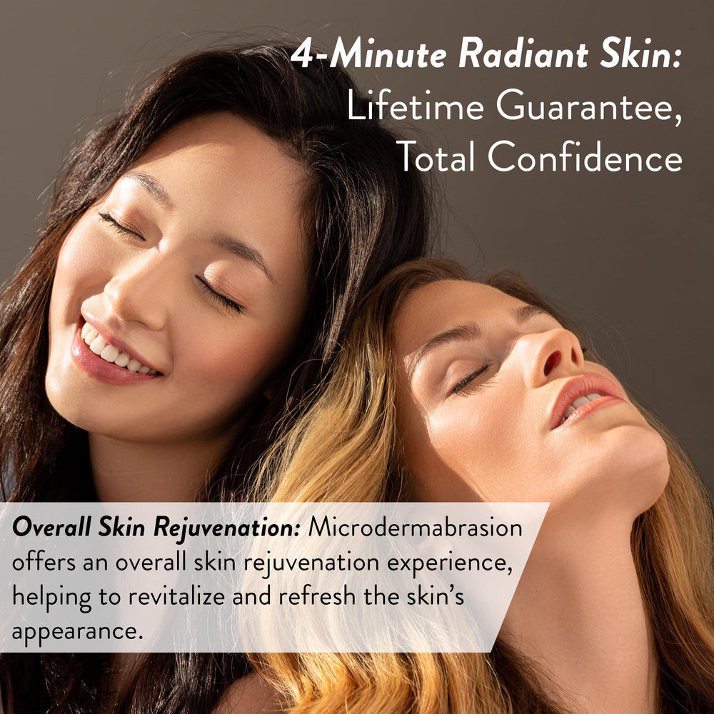 Microderm GLO user in bathroom mirror performing quick microderm session.