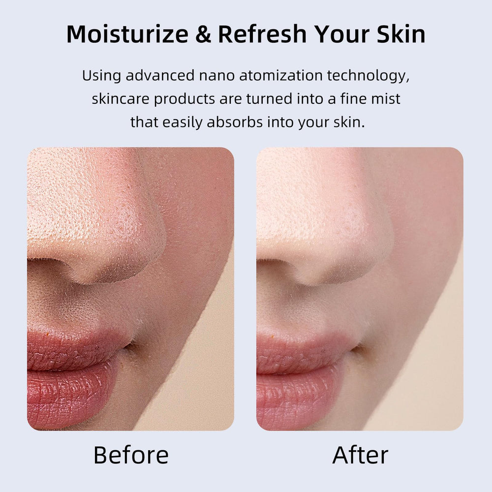 Microtree Nano Facial Steamer charging via USB for portable skincare on the go