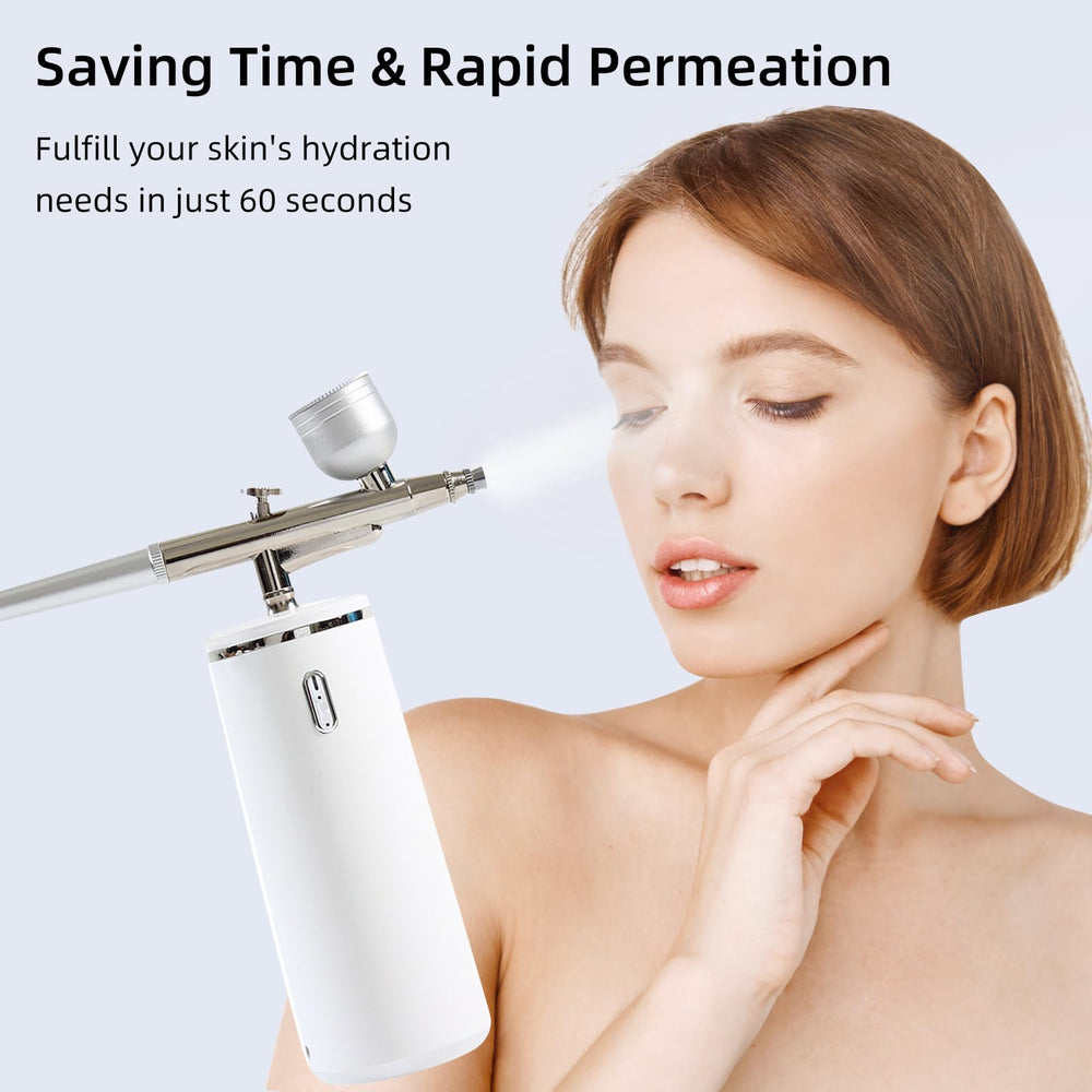 Microtree Nano Facial Steamer in use on face for at-home spa hydration