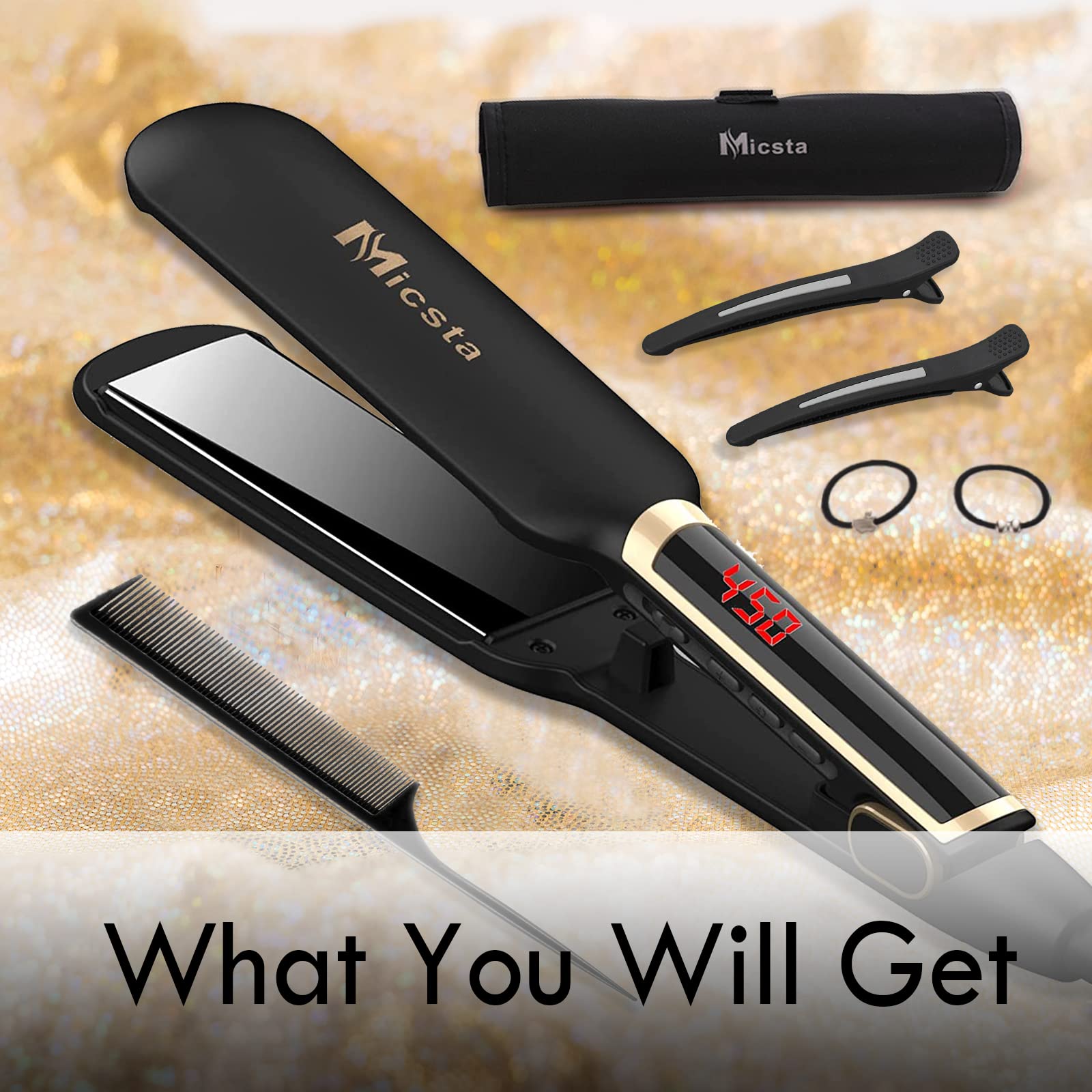 MICSTA flat iron long hair results with a smooth, lasting finish