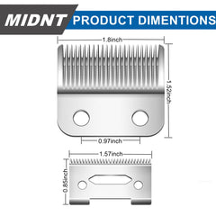 Midnt premium steel blades emphasize edge longevity for professional salon sessions.