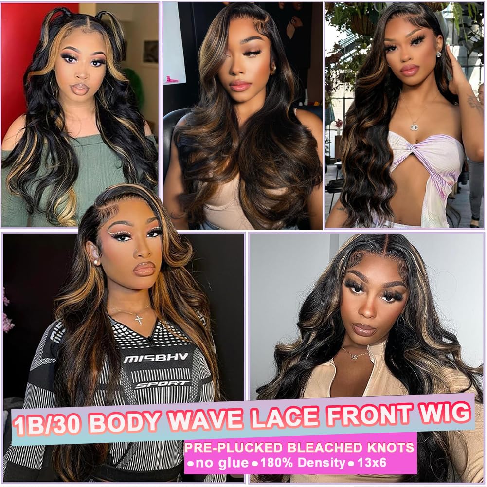 miear 13x6 Ombre Lace Front Wig body-wave texture adds soft movement.