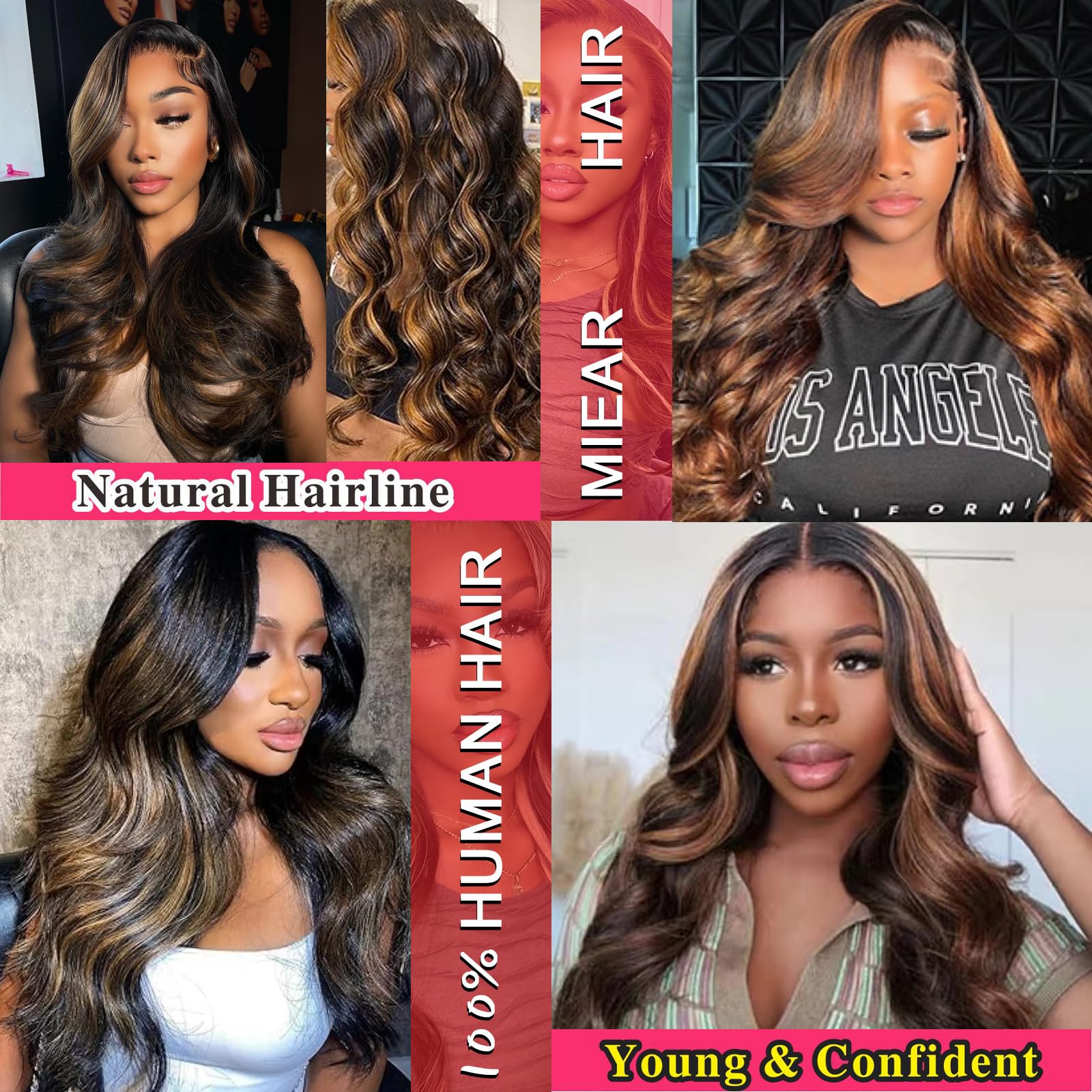 miear 13x6 Ombre Lace Front Wig hd transparent lace for invisibly natural scalp.