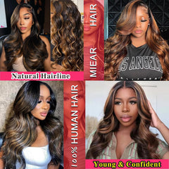 miear 13x6 Ombre Lace Front Wig hd transparent lace for invisibly natural scalp.