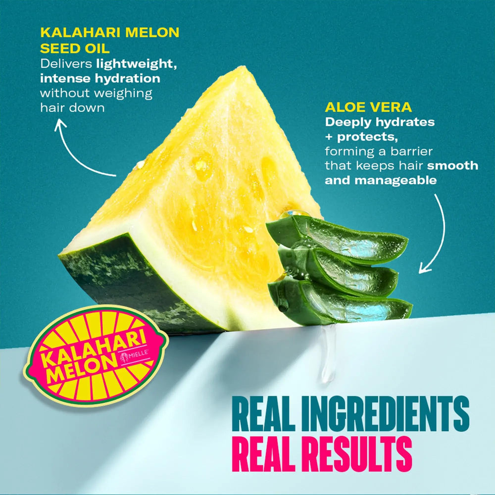 Mielle Kalahari Melon & Aloe Curl Refresh application on defined curls.