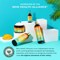 Mielle Mango Tulsi bottle-back label explains vegan, cruelty-free formula