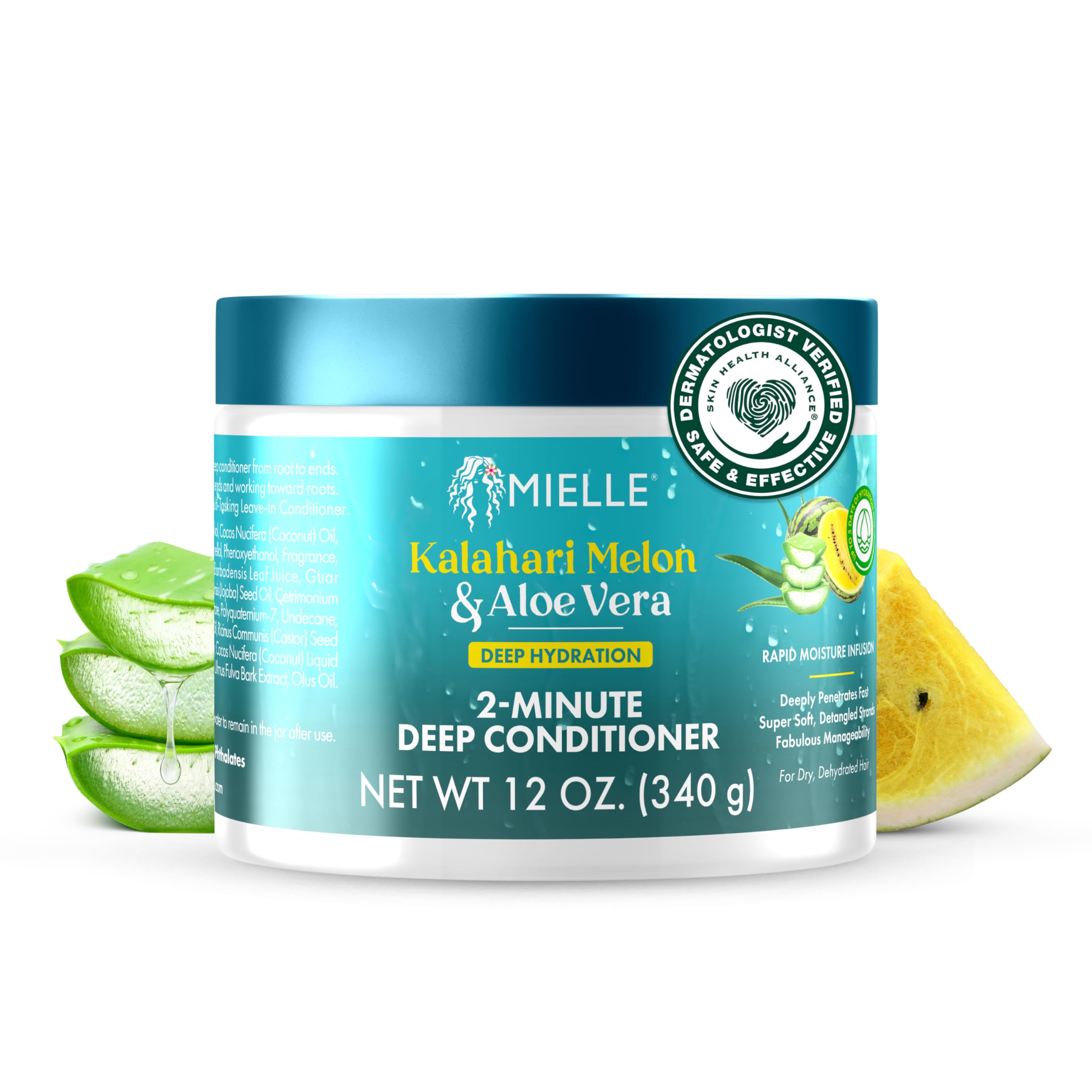 Mielle Organics 2-Minute Deep Conditioner bottle pour delivers quick moisture for dry, curly hair.