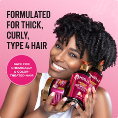 Mielle Organics bottle with curls post-wash for easy detangling