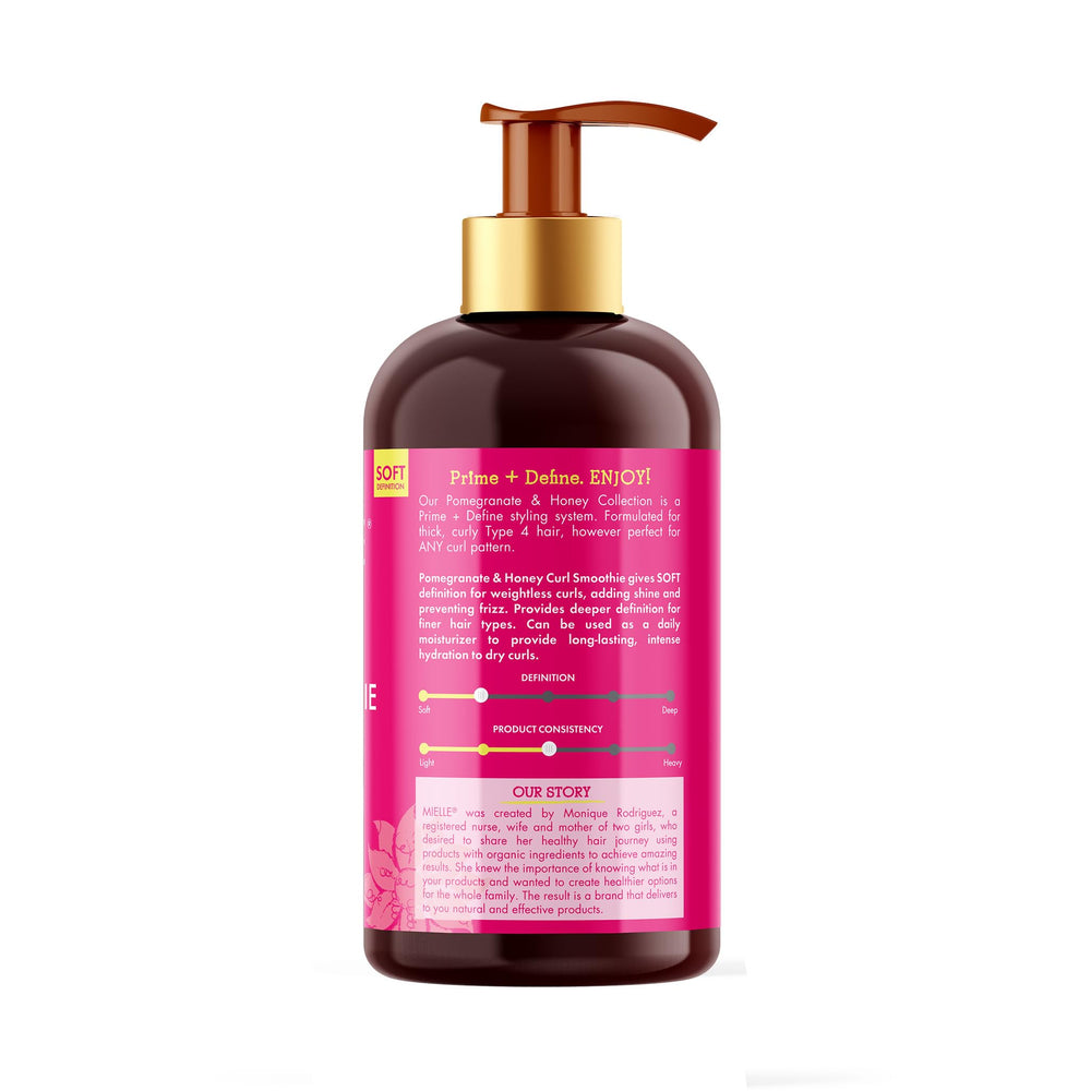 Mielle Organics curl smoothie ingredients illustration emphasizing nourishment for healthy-looking curls