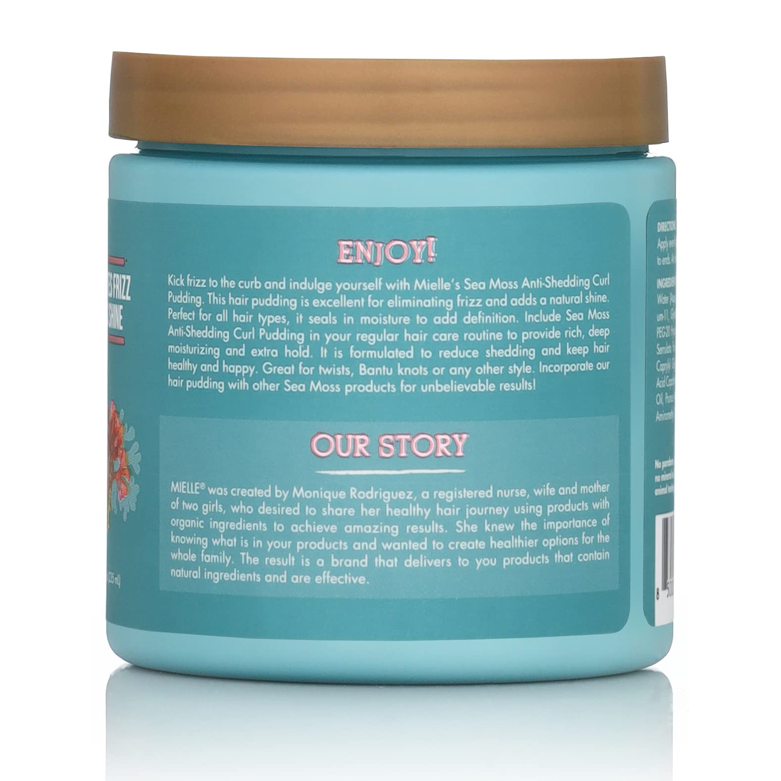 Mielle Organics Sea Moss Curl Pudding natural ingredients shown in formula.