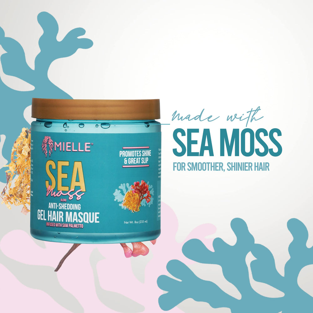Mielle Organics Sea Moss Gel Masque on glossy hair shows enhanced shine and health