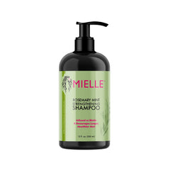 Mielle Rosemary Mint Conditioner bottle close-up emphasizing detangling and shine.