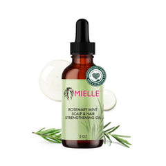 Mielle Organics bottle front view showing rosemary mint packaging and clear benefit