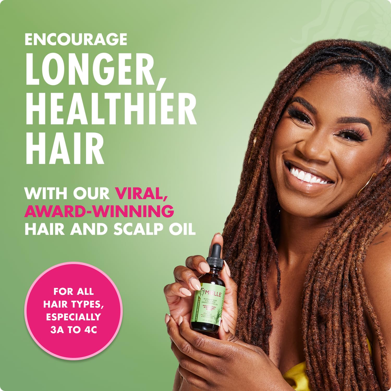 Mielle Organics oil in open dropper highlighting easy application and precision