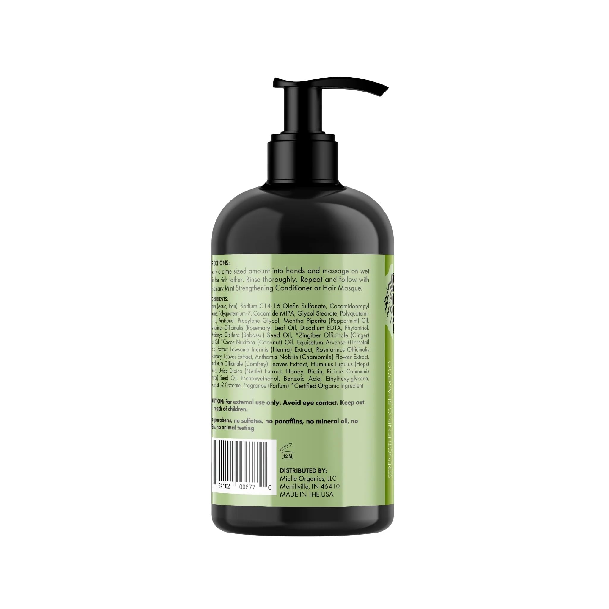 Mielle Rosemary Mint Shampoo lather application on wet hair for gentle cleansing.