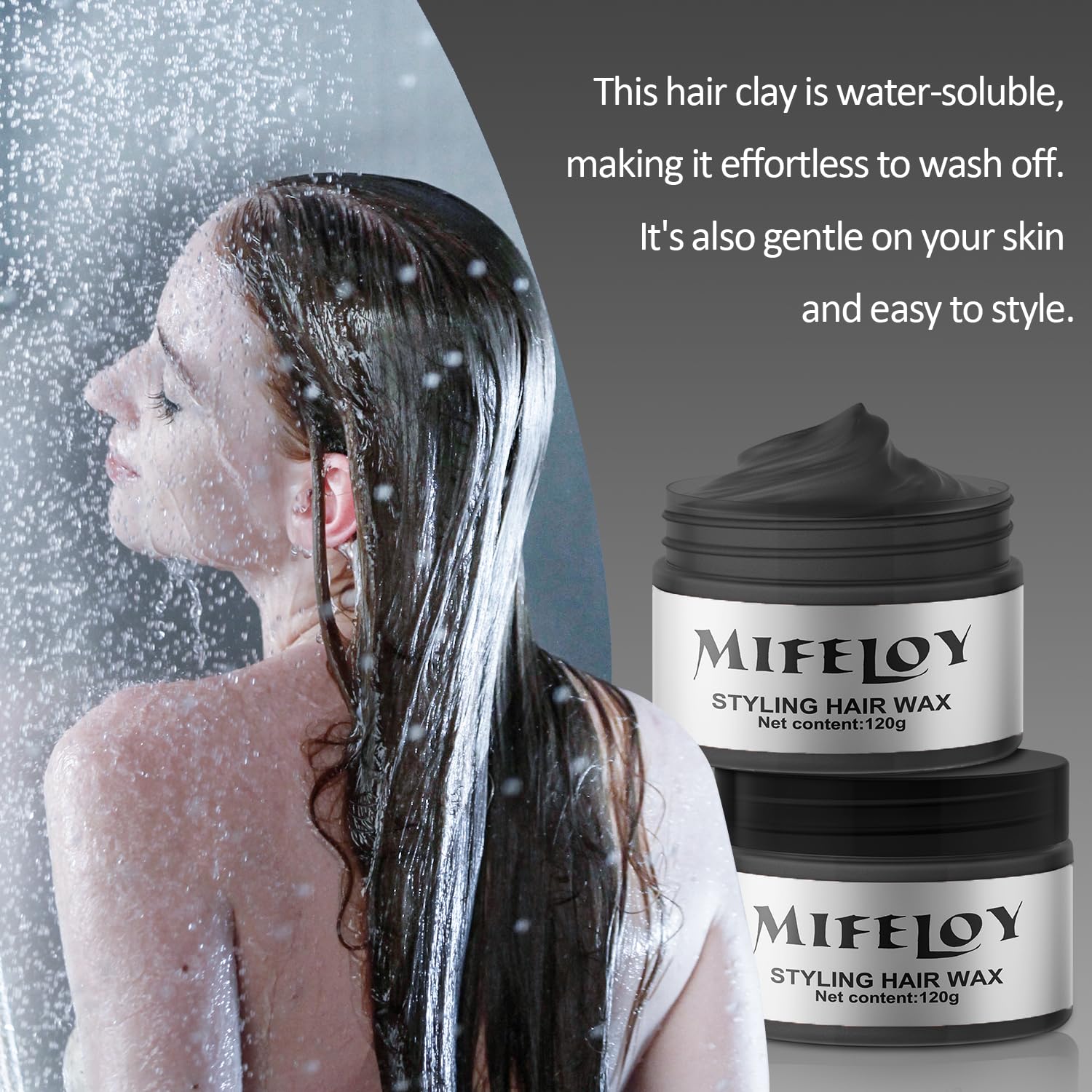 Mifeloy black hair color wax application on hairline demonstrates easy blending.