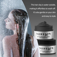 Mifeloy black hair color wax application on hairline demonstrates easy blending.