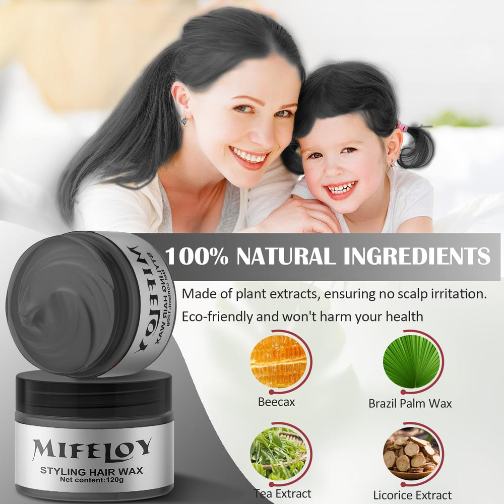Mifeloy black temporary hair color wax texture shows moldable formula.