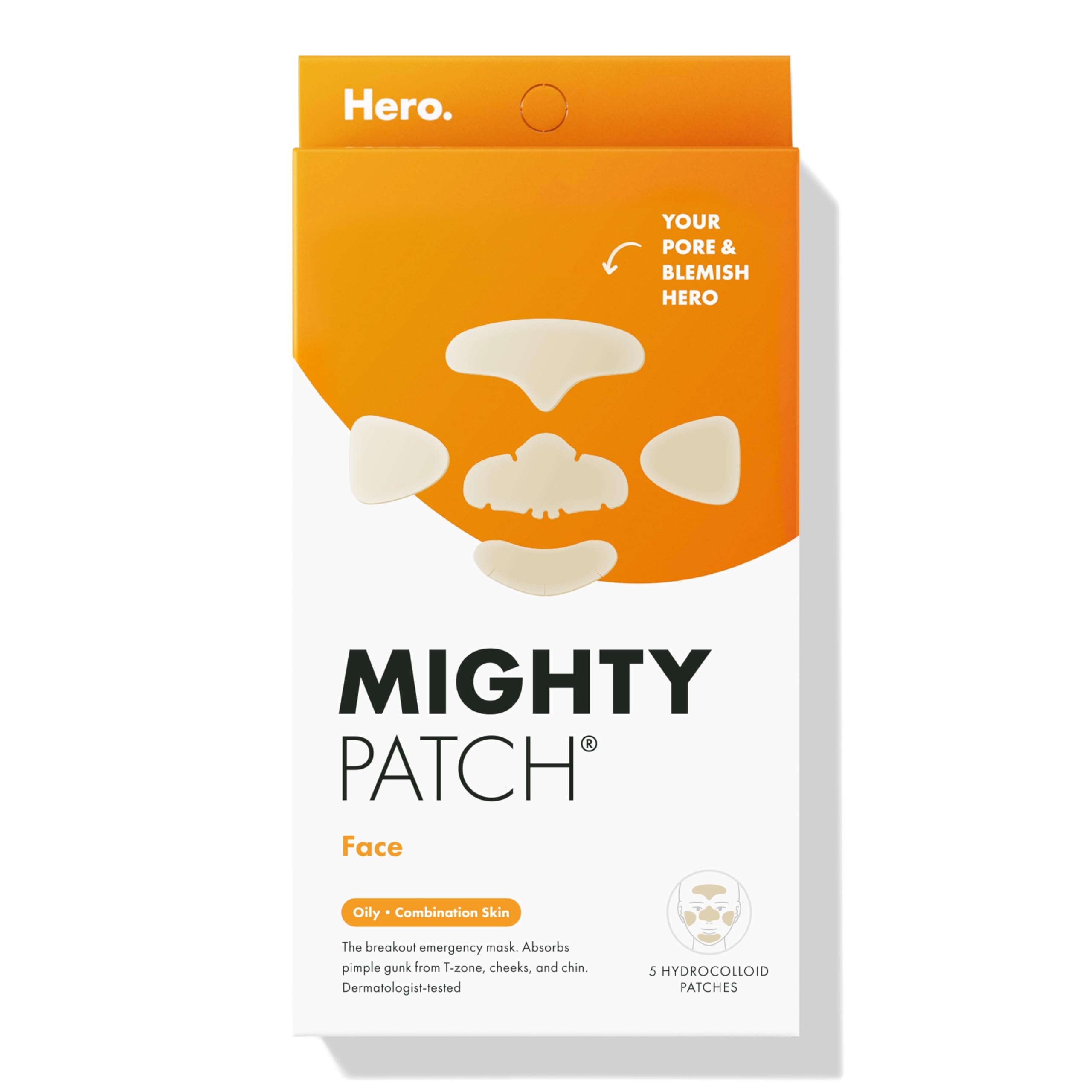 Mighty Patch Face XL forehead patch provides extended coverage overnight.
