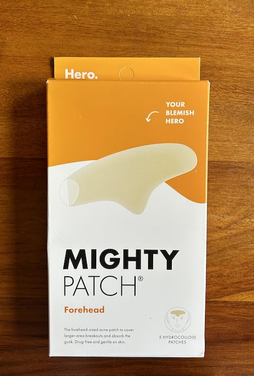 Mighty Patch Forehead hydrocolloid absorption visualizes gunk and oil uptake.