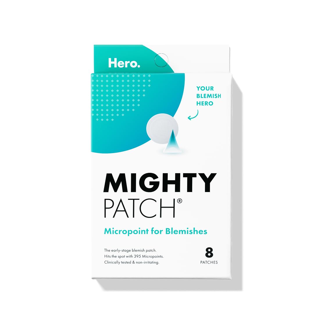 Mighty Patch Micropoint Large applied on skin targeting early blemishes.