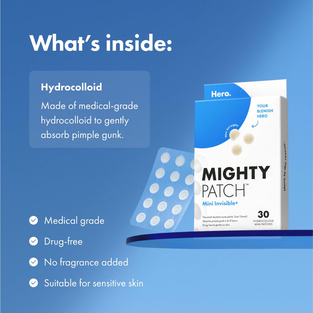 Mighty Patch Mini hydrocolloid material ready to absorb gunk