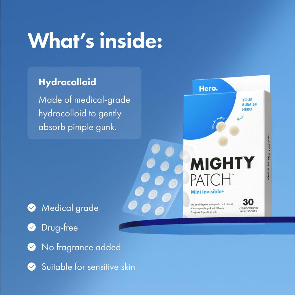 Mighty Patch Mini hydrocolloid material ready to absorb gunk