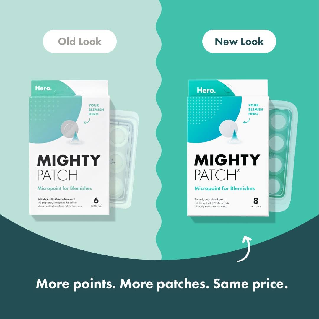 Mighty Patch with niacinamide and willow bark for skin support.