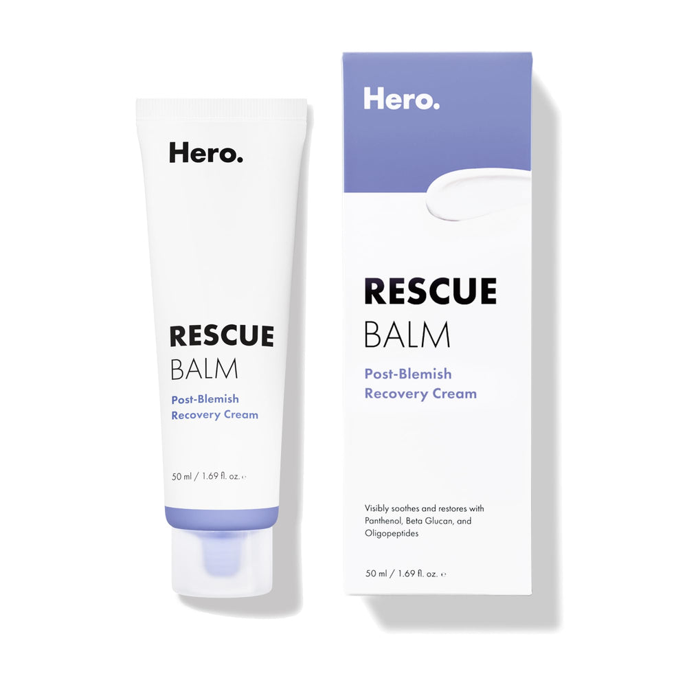 Mighty Patch Rescue Balm packaging shows post-blemish recovery for calmer skin.