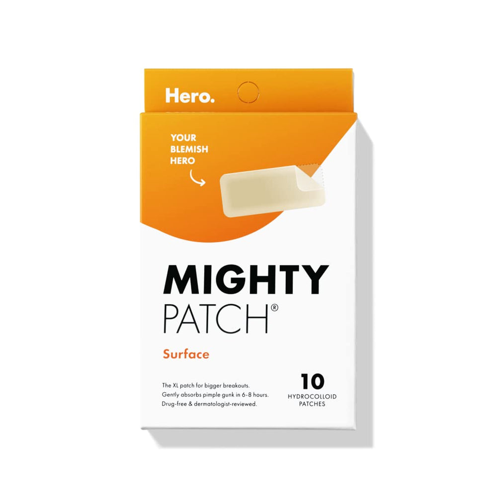 Mighty Patch Surface back patch on skin offering large-area coverage for bigger breakouts