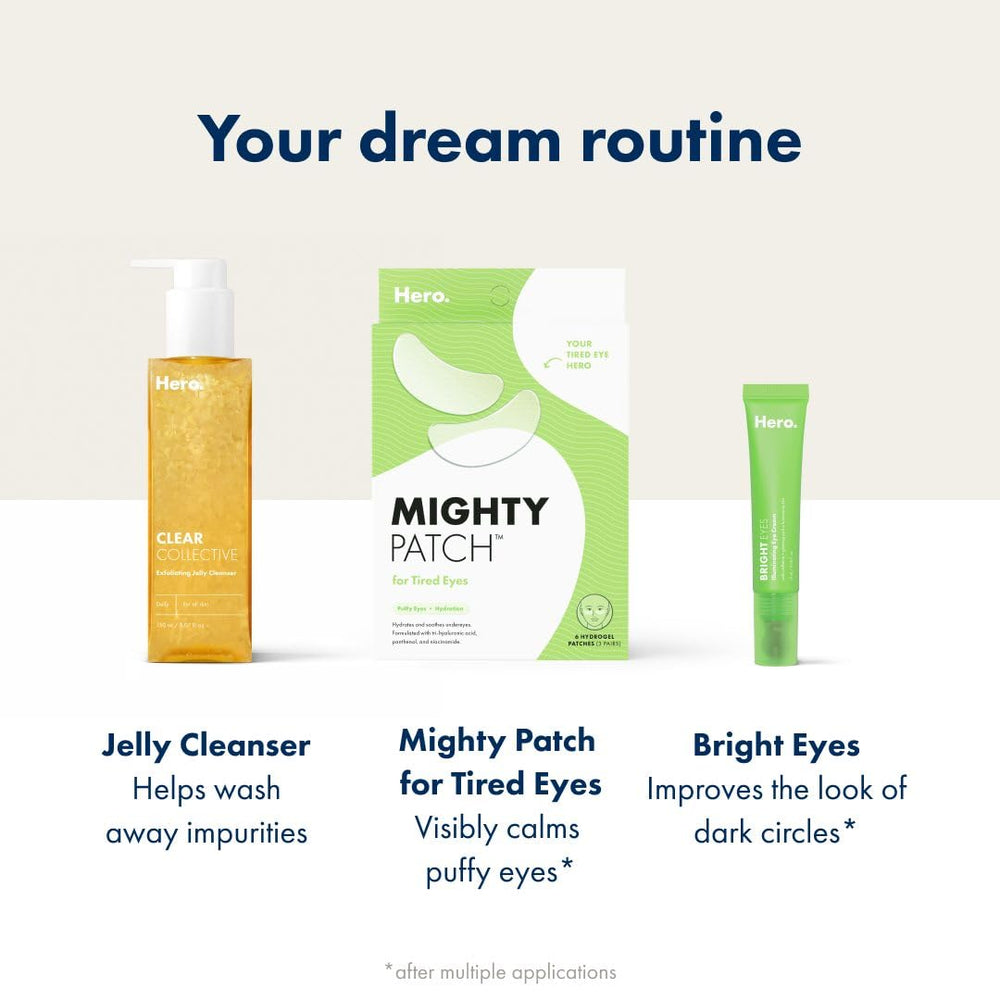 Mighty Patch for Tired Eyes packaging display highlights convenient six-count bundle for routines.