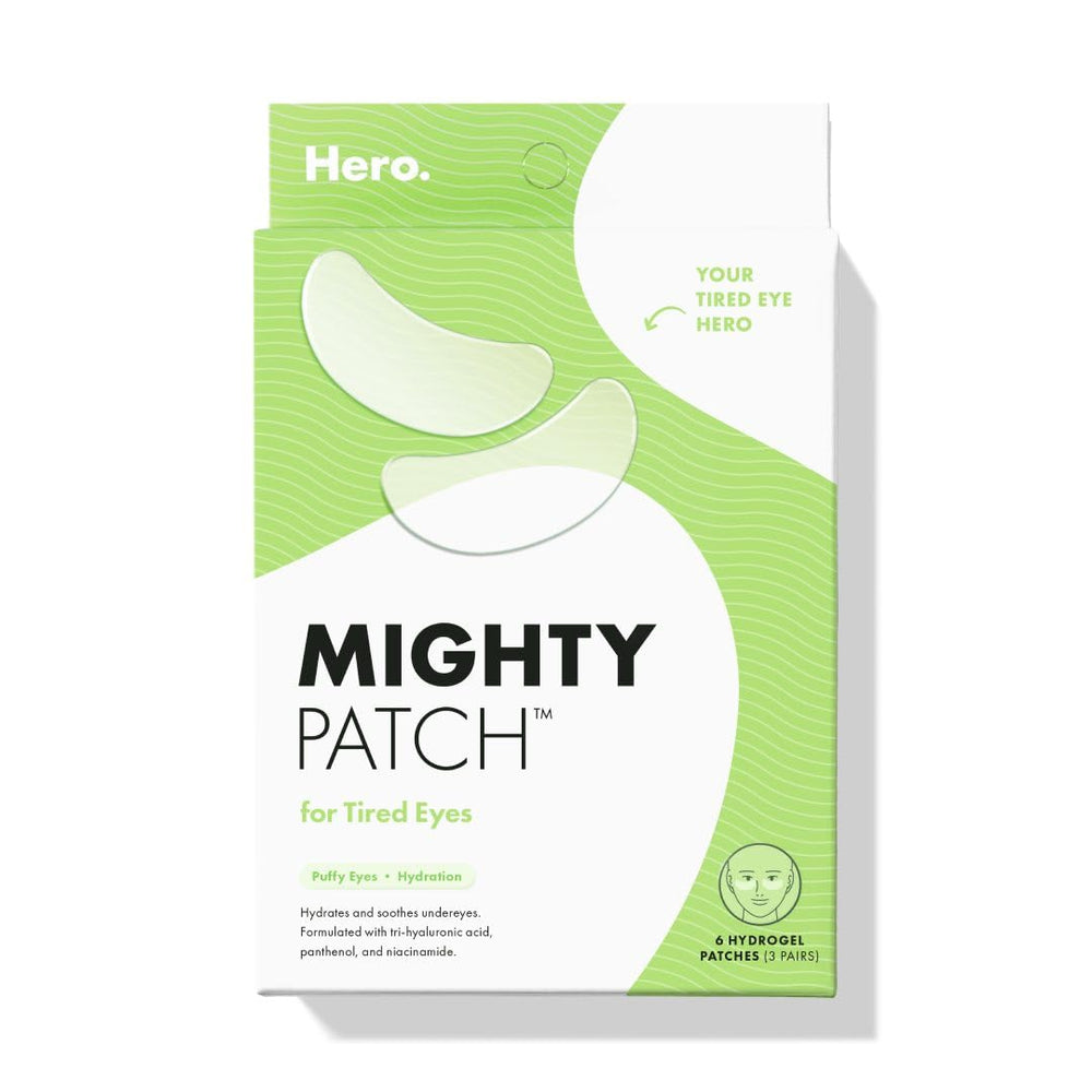 Mighty Patch for Tired Eyes patch closeup shows soothing hydrogel for a refreshed under-eye look.
