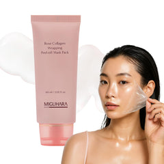 MIGUHARA Rose Collagen Wrapping Mask application shows deep hydration
