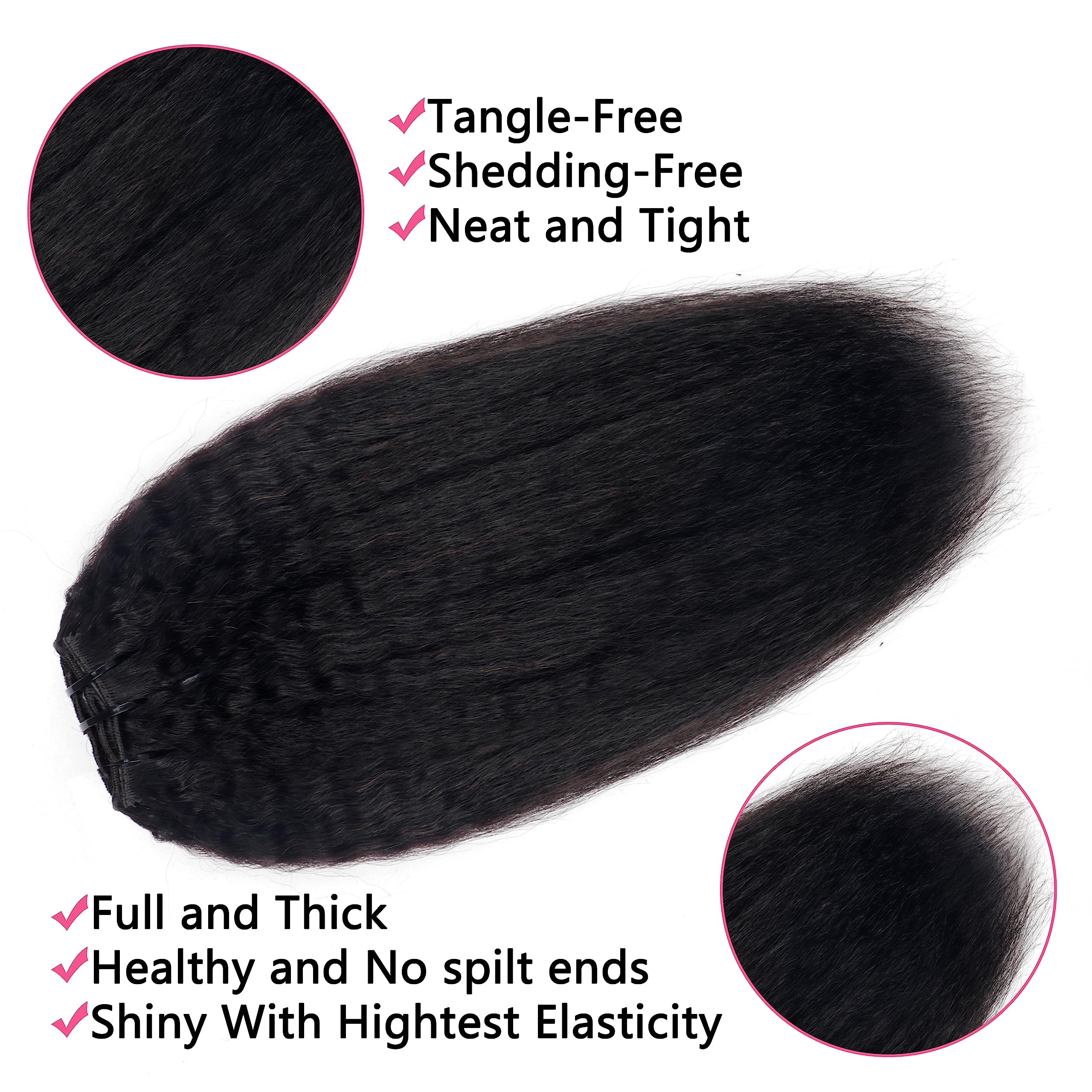 Mihugass clip-in extensions show 18-inch length for dramatic fullness.